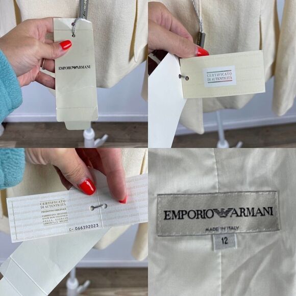 New Emporio Armani Single-breasted Fitted High/low Peplum Blazer Size 12 - Picture 12 of 15